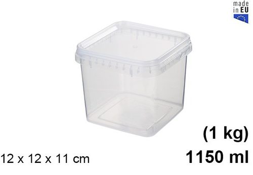 Pack 12 Envases Multiuso  Mod Cuadrado 1150ml (1kg) / Medidas 12x12x11cm