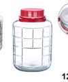 Bote Cristal  Alimentario c/Asa Roja 12 L / Medidas 36x24x24cm