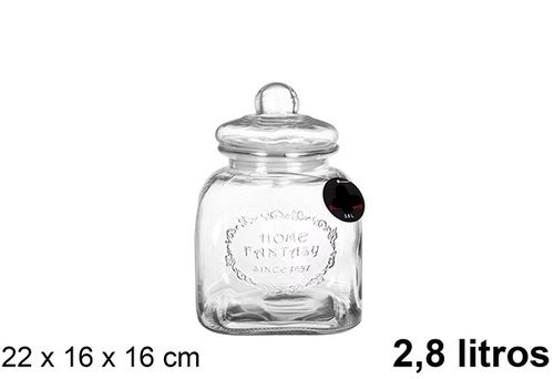 Pack 6 Botes Cristal Hermético 2.8L / Medidas 22x16x16cm