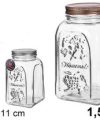 Pack 6 Botes Cristal Decor  c/tapas Surt 1.5L / Medidas 19x11x11cm