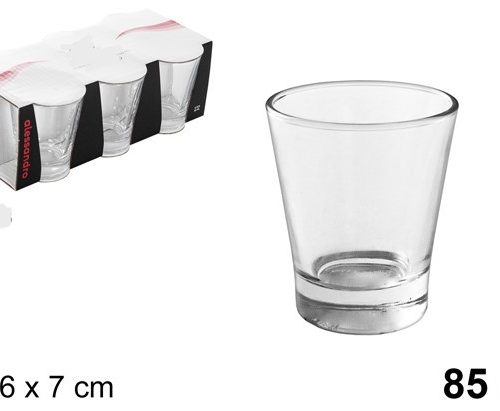 Pack 144 Vasos Cristal Cortado 85 ml / Medidas 6x6x7cm