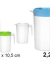 Pack16 Jarras Plástic PRO/ Ovalada Graduada c/Tapa Colors 2,2L./ Medidas 24,5x22x10,5cm