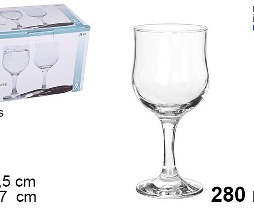 Pack 24 Copas Cristal  Ariadne 280ml / Medidas 17x7,5x7,5cm