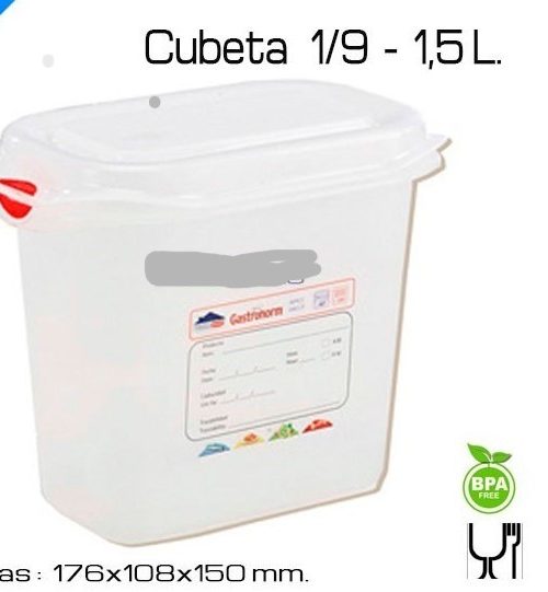 Pack 6 Tuppers Herméticos Gastronorm GN1/9 150mm 1,5 L  / Araven