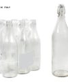 Pack 6 Botellas  VIDRIO Mod LORY 1Litro / c/ tapón