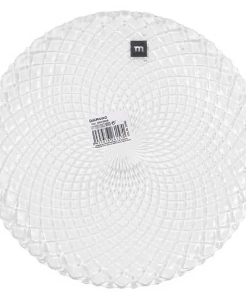 Pack 6 Platos Cristal Redondo Diamantes 27 cm