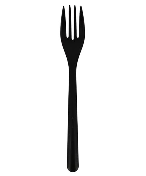 Pack 120 Tenedores Reutilizable Durable PP Mineral Negra 17,5cm