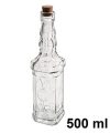 Pack 24 Botellas Cristal Cuadrada Natural c/tapón Corcho 500ml / Medidas 26x6,5x6,5cm