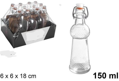 Pack 48 Botellas Cristal  TORRE c/ tapón Hermético 150 ml  / Medidas 6x6x18cm
