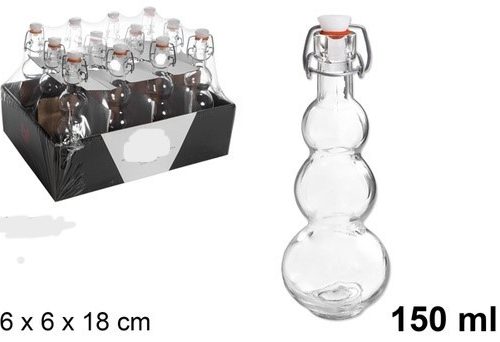 Pack 48 Botellas Cristal Espiral c/ tapón Hermético 150 ml  / Medidas 6x6x18cm