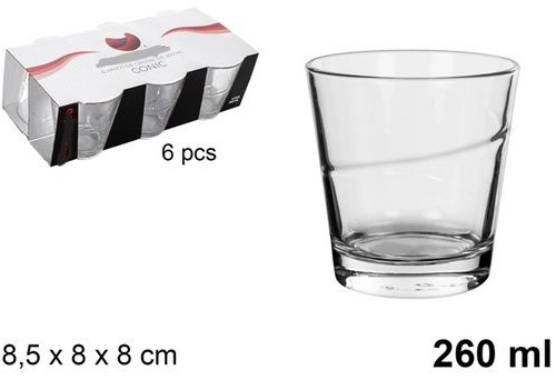 Pack 72 Vasos Cristal Agua-Conic 260ml -Apilables / Medidas 8x8x8,5cm