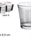 Pack 48 Vasos Cristal Agua-Rayas 280ml -Apilables / Medidas 8,5x8,5x8,5cm