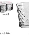 Pack 48 Vasos Cristal Agua-Diamont 280ml -Apilables / Medidas 8,5x8,5x8,5cm