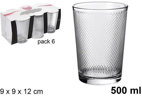 Pack 36 Vasos Cristal Sidra Diamont  500 ml / Medidas 9x9x12cm