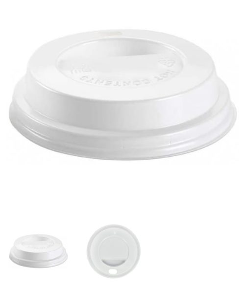 Pack 100 unds Tapa Travel con Agujero PS para Vaso Cartón 8Oz Blanc