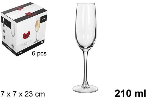 Pack 24 Copas Cristal Cava king & PRO  210ml / Medidas 7x7x23cm