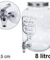 Pack 6 Botes Cristal Dispensador Bebidas c/ Grifo 8L / Medida 18.5×25x Altura 31.5cm