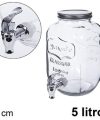Pack 6 Botes Cristal Dispensador Bebidas c/ Grifo 5L / Medida 14.5×14.5xAltura 29cm