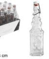 Pack 48 Botellas Cristal Cuadrada c/tapón Hermético 150ml / Medidas 5x5x18cm