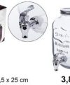 Pack 6 Botes Cristal c/Dispensador Bebidas 3,8 L. / Medidas 15x15x26cm