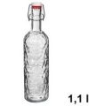 Pack 12 Botellas Cristal c/Tapón Hermético Roma 1,1L / Medidas 8,5x8,5x34 cm