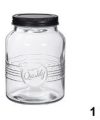 Pack 12 Botes Cristal Quality Tapa Metal Negra 1L / Medidas 12x12x16cm