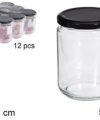 Pack 12 Botes Cristal Tapa Negra 500ml/ Medidas 8x8x11cm