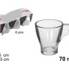 Pack 72 Tazas Cristal Café Luxor con asa 70 ml / Medidas 11x25x7cm