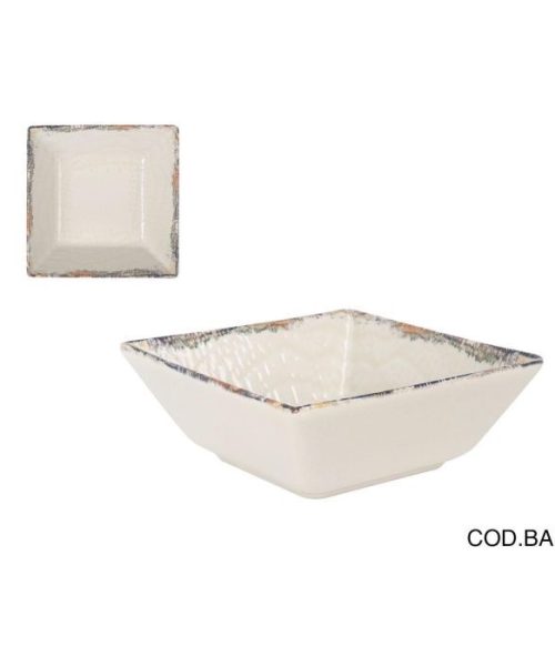Pack 12  Bowl Porcelana Cuadrado Albus Elite Brillo / Medidas 13x13x5 cm