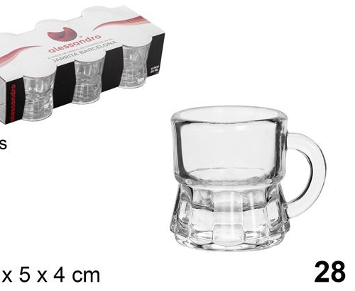 Pack 144 Jarritas Cristal Chupito 28ml / Medidas  5.5x5x4cm