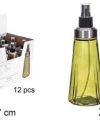 Pack 24 Aceiteras Cristal Verde PRO Cónica / Tapón Pulverizador 250 ml /Medidas 20x7x7cm