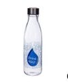 Pack 24 Botellas Agua Cristal Tapón Acero /  Drink H2O 650 ml / Medidas 7x7x25cm