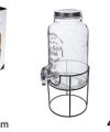 Pack 6 Dispensadores  Cristal Bebidas c/ Grifo y Soporte 4 Litros / Medidas 17x17x40cm
