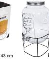 Pack 4 Dispensador Cristal Bebidas c/ Grifo y Soporte 8 Litros / Medidas 21x21x43cm
