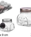 Pack 36 Botes Cristal Decor c/ Tapas Surtidas 250 ml / Medidas 8.5x8.5x9cm