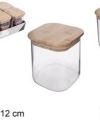 Pack 6 Botes Borosilicato Cuadrado Tapa bambú 700 ml/ Medidas 11x11x12cm
