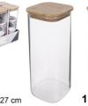 Pack 12 Botes Borosilicato tapa Bambú 1250 ml/ Medidas 24x10cm