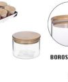 Pack 24 Botes Borosilicato tapa Bambú 350 ml/ Medidas 10x10x7,5cm