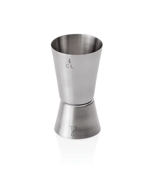 Pack 6 Medidores Acero Inox PRO & Coctelería, Ø 4 cm, altura 9,5 cm, 2/4 cl