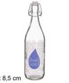 Pack 12 Botellas Cristal Agua Decor / Gota Agua c/tapón Hermético 1L / Medidas 32x8,5x8,5cm