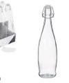 Pack 12 Botellas Cristal Agua TOP  c/ tapón Hermético 1 L / Medidas 8,5x8,5x32cm