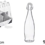 Pack 12 Botellas Cristal Agua TOP  c/ tapón Hermético 1 L / Medidas 8,5x8,5x32cm