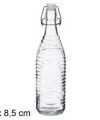 Pack 12 Botellas Cristal Refrescos / Relieve c/tapón Hermético 1L / Medidas 32x8,5x8,5cm