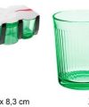 Pack 36 Vasos Cristal Verde Rayas 260 ml / Medidas 8.5x8.5x8.3cm
