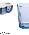 Pack 36 Vasos Cristal Azul Rayas 260 ml / Medidas 8.5x8.5x8.3cm